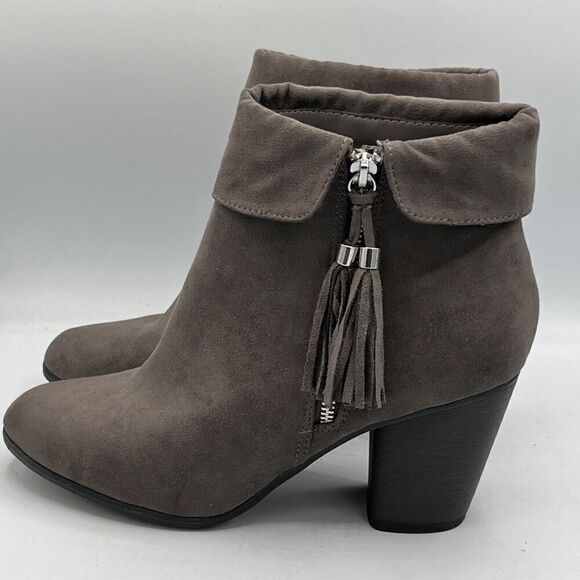 Lauren Conrad Sweet Pea Women's Side Zip Ankle Boots Size 10M Gray Tassel Pulls - Picture 4 of 10